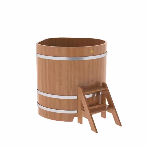 Купель угловая BentWood из дуба угловая, натуральный 1190х1190х1100 мм