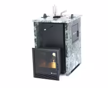 Дровяная печь EASYSTEAM Анапа M2 (в трехстороннем кожухе) сталь AISI 430 змеевик