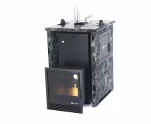 Дровяная печь EASYSTEAM Анапа M2 (в трехстороннем кожухе) сталь AISI 321 пироксенит