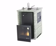 Дровяная печь EASYSTEAM Анапа M2 (в трехстороннем кожухе) сталь AISI 321 жадеит