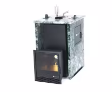 Дровяная печь EASYSTEAM Анапа M2 (в трехстороннем кожухе) сталь AISI 321 подготовка под ГГУ змеевик