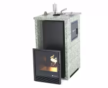 Дровяная печь EASYSTEAM Сочи М2 (в трехстороннем кожухе) сталь AISI 430 подготовка под ГГУ жадеит