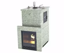 Дровяная печь EASYSTEAM Геленджик М2 (в полноценном кожухе) сталь AISI 430 жадеит