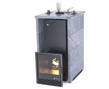 Дровяная печь EASYSTEAM Геленджик (в трехстороннем кожухе) сталь AISI 430 талькохлорит