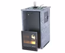 Дровяная печь EASYSTEAM Геленджик М2 (в трехстороннем кожухе с открытым верхом) сталь AISI 430 талькохлорит