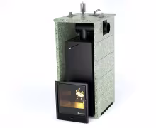 Дровяная печь EASYSTEAM Геленджик (в трехстороннем кожухе с боковым подключением) сталь AISI 430 жадеит