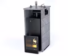 Дровяная печь EASYSTEAM Геленджик (в трехстороннем кожухе с боковым подключением) сталь AISI 321 талькохлорит