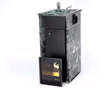 Дровяная печь EASYSTEAM Геленджик (в трехстороннем кожухе с открытым верхом с боковым подключением) сталь AISI 321 змеевик