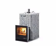Дровяная печь EASYSTEAM Ялта 40/2024, сталь AISI 430, хохлома серый