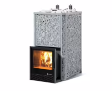 Дровяная печь EASYSTEAM Ялта 50 К/2024, сталь AISI 430, модерн серый