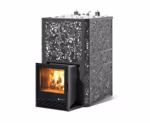 Дровяная печь EASYSTEAM Ялта 60 К/2024, сталь AISI 321, хохлома черный