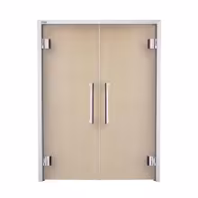 Дверь стеклянная двустворчатая Grandis для хамама и сауны (Silver) - графит, серебристый профиль