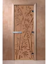 Дверь для бани и сауны Doorwood "Бамбук и бабочки бронза матовая" 600х1800 мм