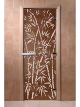 Дверь для бани и сауны Doorwood "Бамбук и бабочки бронза" 600х1900 мм