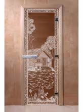 Дверь для бани и сауны Doorwood "Банька в лесу бронза" 800х2000 мм
