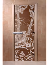 Дверь для бани и сауны Doorwood "Мишки бронза" 600х2000 мм