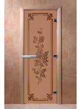 Дверь для бани и сауны Doorwood "Розы бронза матовая" 800х2100 мм