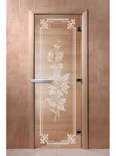 Дверь для бани и сауны Doorwood "Розы прозрачная" 800х1900 мм