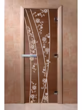 Дверь для бани и сауны Doorwood "Весна цветы бронза" 600х1900 мм