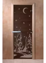 Дверь для бани и сауны Doorwood "Зима черный жемчуг" 700х1900 мм