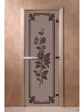 Дверь для бани и сауны Doorwood "Розы черный жемчуг матовая" 700х1900 мм