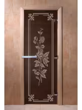 Дверь для бани и сауны Doorwood "Розы черный жемчуг" 700х1900 мм