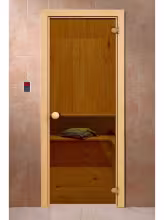 Дверь для бани и сауны Doorwood "Классика 1900*700" Механическое закрывание, бронза матовый
