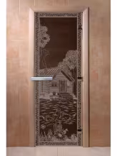 Дверь для бани и сауны Doorwood "Банька в лесу черный жемчуг"
