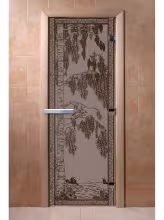 Дверь для бани и сауны Doorwood "Березка черный жемчуг матовая"
