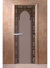 Дверь для бани и сауны Doorwood "Восточная арка черный жемчуг матовая"