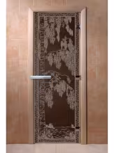 Дверь для бани и сауны Doorwood "Березка черный жемчуг" 700х1900 мм
