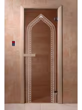 Дверь для бани и сауны Doorwood "Арка бронза" 1900*700, 6мм, 2 петли