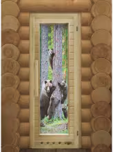 Дверь для бани и сауны Doorwood "Элит Люкс Мишки" с Фотопечатью