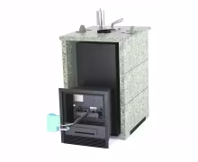 Газо-дровяная печь EASYSTEAM Анапа (в трехстороннем кожухе) сталь AISI 430 комплектация с ГГУ-40 жадеит