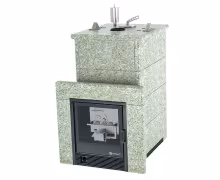 Газо-дровяная печь EASYSTEAM Сочи (в полноценном кожухе) сталь AISI 430 комплектация с САБК-40 жадеит