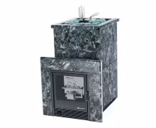 Газо-дровяная печь EASYSTEAM Сочи (в полноценном кожухе с открытым верхом) сталь AISI 321 комплектация с САБК-40 пироксенит