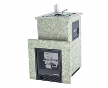 Газо-дровяная печь EASYSTEAM Сочи М2 (в полноценном кожухе с открытым верхом) сталь AISI 321 комплектация с САБК-40 жадеит