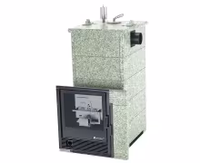Газо-дровяная печь EASYSTEAM Сочи (в полноценном кожухе с боковым подключением) сталь AISI 430 комплектация с САБК-40 жадеит
