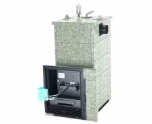 Газо-дровяная печь EASYSTEAM Сочи (в полноценном кожухе с боковым подключением) сталь AISI 430 комплектация с ГГУ-40 жадеит
