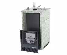 Газо-дровяная печь EASYSTEAM Сочи (в трехстороннем кожухе) сталь AISI 321 комплектация с САБК-40 жадеит