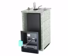 Газо-дровяная печь EASYSTEAM Сочи (в трехстороннем кожухе) сталь AISI 321 комплектация с ГГУ-40 жадеит