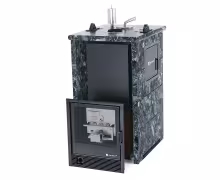 Газо-дровяная печь EASYSTEAM Сочи М2 (в трехстороннем кожухе) сталь AISI 430 комплектация с САБК-40 пироксенит