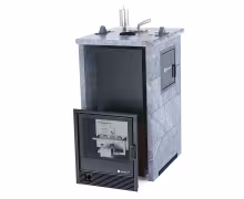 Газо-дровяная печь EASYSTEAM Сочи М2 (в трехстороннем кожухе) сталь AISI 321 комплектация с САБК-40 талькохлорит