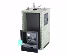 Газо-дровяная печь EASYSTEAM Сочи М2 (в трехстороннем кожухе) сталь AISI 430 комплектация с ГГУ-40 жадеит