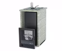 Газо-дровяная печь EASYSTEAM Сочи (в трехстороннем кожухе с открытым верхом) сталь AISI 430 комплектация с САБК-40 жадеит