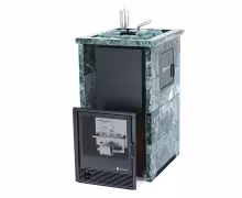 Газо-дровяная печь EASYSTEAM Сочи М2 (в трехстороннем кожухе с открытым верхом) сталь AISI 430 комплектация с САБК-40 змеевик