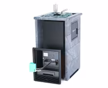 Газо-дровяная печь EASYSTEAM Сочи М2 (в трехстороннем кожухе с открытым верхом) сталь AISI 321 комплектация с ГГУ-40 талькохлорит
