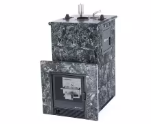 Газо-дровяная печь EASYSTEAM Геленджик М2 (в полноценном кожухе) сталь AISI 430 комплектация с САБК-40 пироксенит