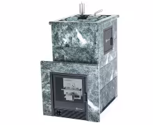 Газо-дровяная печь EASYSTEAM Геленджик М2 (в полноценном кожухе с открытым верхом) сталь AISI 430 комплектация с САБК-40 змеевик