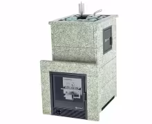 Газо-дровяная печь EASYSTEAM Геленджик М2 (в полноценном кожухе с открытым верхом) сталь AISI 321 комплектация с САБК-40 жадеит